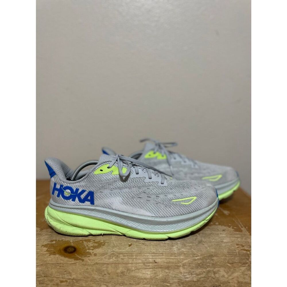Hoka One One Clifton 9 1132210 STLC Stardust Electric/Grey-Blue Men's Sz 12EE